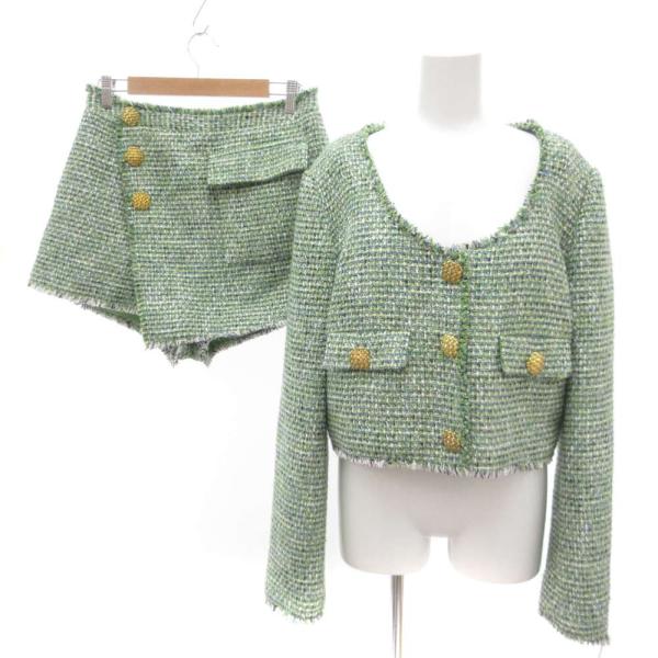 セルフポートレイト self-portrait 美品 セットアップ ノーカラージャケット スカート ...