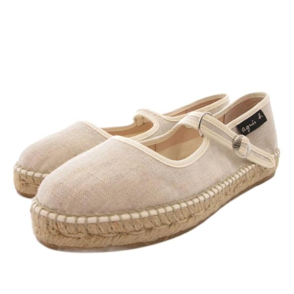 未使用品 アニエスベー agnes b. タグ付き エスパドリーユ スリッポン ラウンドトゥ ストラ...