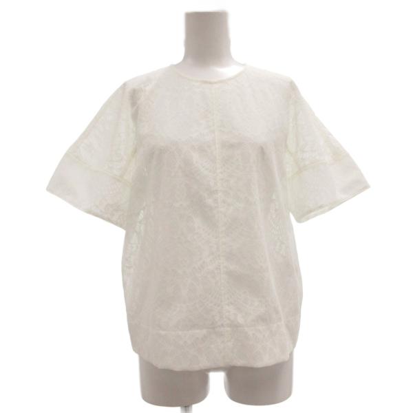 ルシェルブルー LE CIEL BLEU 美品 20AW カットソー 半袖 レース シアー 36 白...