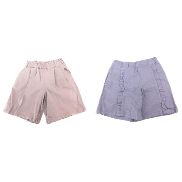 ベベ bebe 2点セット まとめ ショートパンツ 無地 ウエストゴム 130 グレー 青 ブルー ...