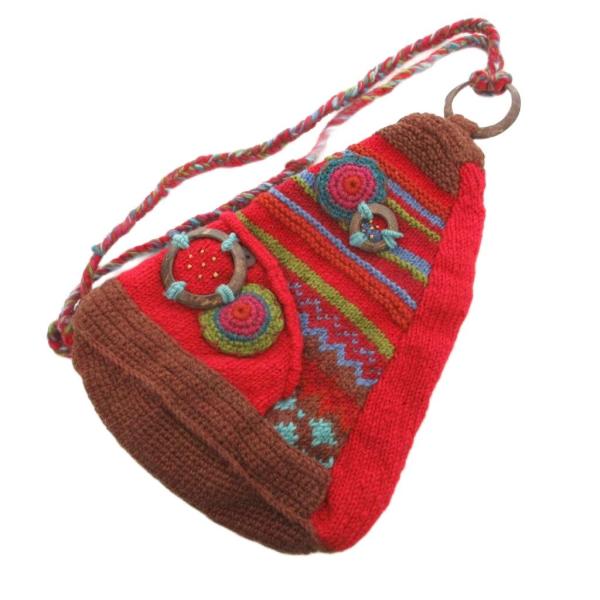 未使用品 NEWARI タグ付き ボディバッグ ショルダー ニット ウール レッド /MG  レディ...