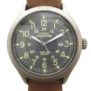 タイメックス TIMEX エクスペディション スカウト 腕時計 ウォッチ クォーツ 革ベルト 文字盤グレー 茶 ブラウン /KB メンズ