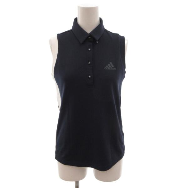 アディダス adidas GOLF ポロシャツ ノースリーブ S 紺 ネイビー /FF レディース