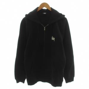 ステューシー STUSSY パーカー ジップアップ ストックロゴ プリント M 黒 ブラック /AN メンズ
