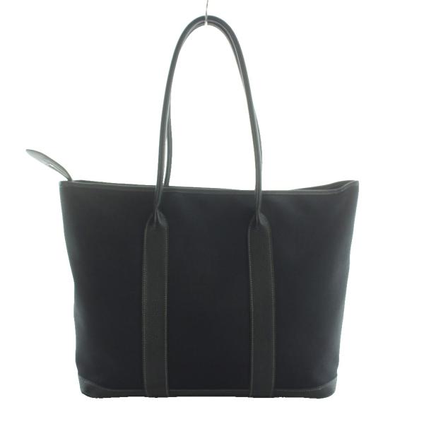 エルメス HERMES ガーデンジップ MM トートバッグ トワルオフィシェ レザー □M刻印 黒 ...
