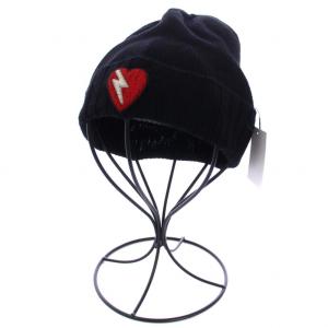 未使用品 サンローラン パリ SAINT LAURENT PARIS ニット帽 ニットキャップ ビーニー 帽子 ロゴ ウール イタリア製 黒 レディース｜vectorpremium