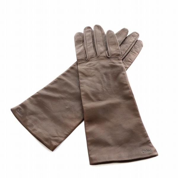 クロエ CHLOE 手袋 レザー 21cm 茶 ブラウン /AN3 ■OH レディース
