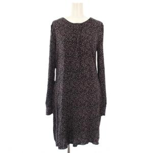 トリーバーチ TORY BURCH ワンピース ひざ丈 長袖 総柄 XS 黒 紫 79211-16061 /TK レディース