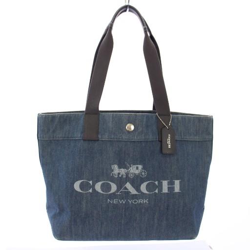 コーチ COACH トートバッグ ショルダーバッグ デニム ロゴ 青 F25902 /TK レディー...