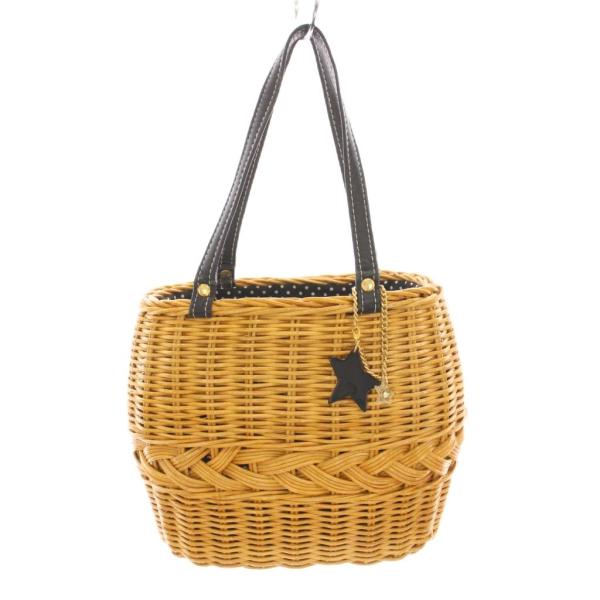 サマンサベガ Samantha Vega かごバッグ バスケット スターチャーム付き 黒 茶 /YM...