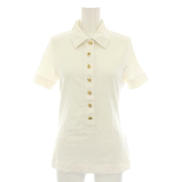 トリーバーチ TORY BURCH ポロシャツ 半袖 ハーフボタン ロゴボタン S 白 ホワイト 7...