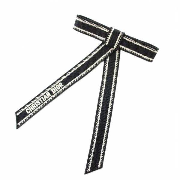 クリスチャンディオール エンブロイダリーツイストリボンバレッタ ヘアアクセサリー 箱付き ロゴ刺繍 ...