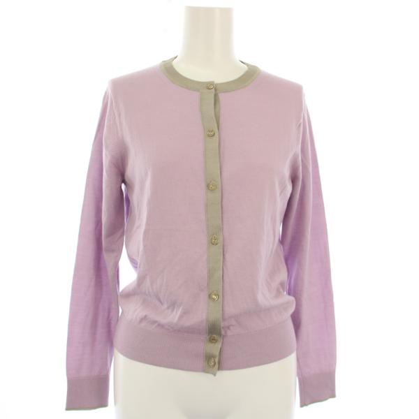 アナイ ANAYI カーディガン ニット クルーネック 長袖 38 ラベンダー /TK レディース