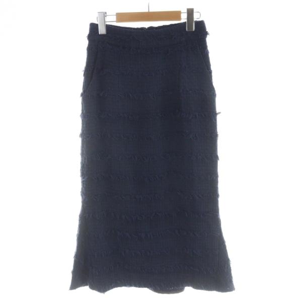 未使用品 ラリアムー Lallia Mu スカート 38 紺 ネイビー フリンジデザイン /AP レ...