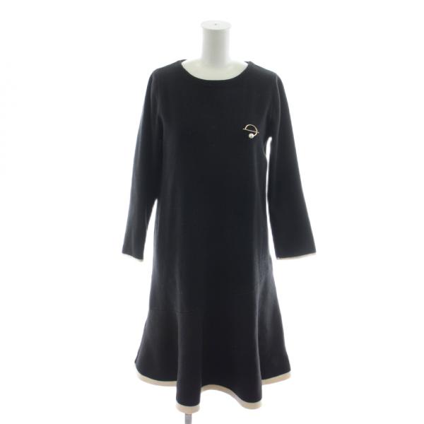ジャスグリッティー JUSGLITTY 24AW ペプラムニットワンピース ひざ丈 フレア 長袖 1...