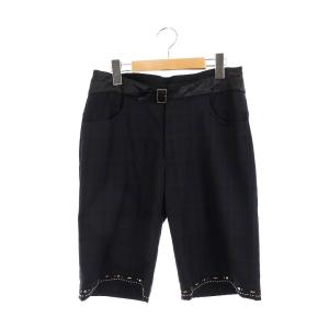 スナオクワハラ sunao kuwahara パンツ ハーフ ショート チェック スタッズ M 紺 /HA レディース中古 【ベクトル 古着】