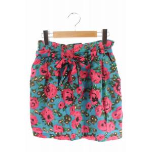 エモダ EMODA スカート ミニ タイト 花柄 S 水色 /DF レディース中古 【ベクトル 古着...