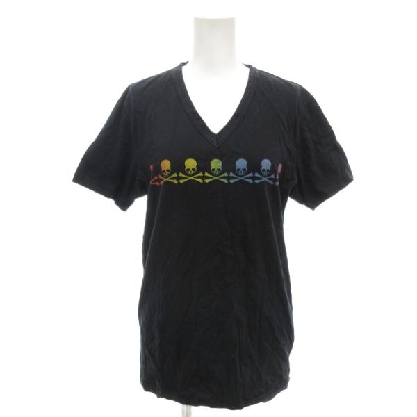 ロエン Roen Tシャツ 46 黒 ブラック Vネック 半袖 スカル柄 /NL ■GY06 レディ...