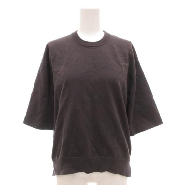 ドゥロワー Drawer Tシャツ カットソー シルク混 半袖 クルーネック ダークグレー /AE ...
