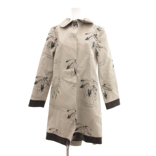 ハンコック HANCOCK ステンカラーコート ジャケット 比翼 プリント ロング 36 グレー /...