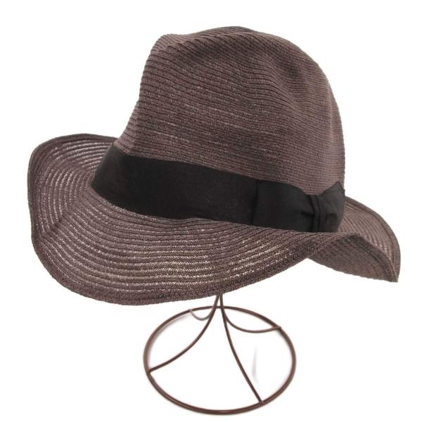カシラ CA4LA 麦わら帽子 ハット 麻 リネン 61cm チャコールグレー /JS ■GY06 ...