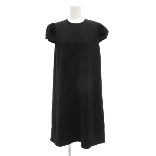 ヨーコチャン YOKO CHAN ワンピース ひざ丈 肩プリーツ 36 黒 ブラック /JS ■GY...