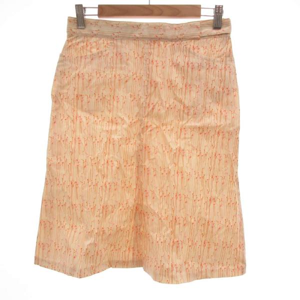 アーペーセー A.P.C. ミニスカート 総柄 プリント 36 アイボリー オレンジ /JS ■GY...