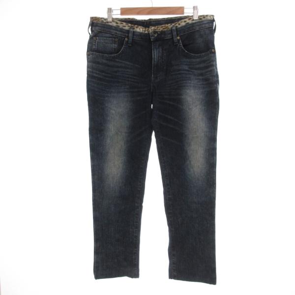 エドウィン EDWIN デニムパンツ ジーンズ レオパード柄 ヒゲ加工 L インディゴブルー /JS...