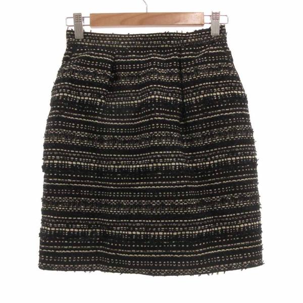 アプワイザーリッシェ Apuweiser-riche ミニスカート ツイード 1 黒 ブラック /J...