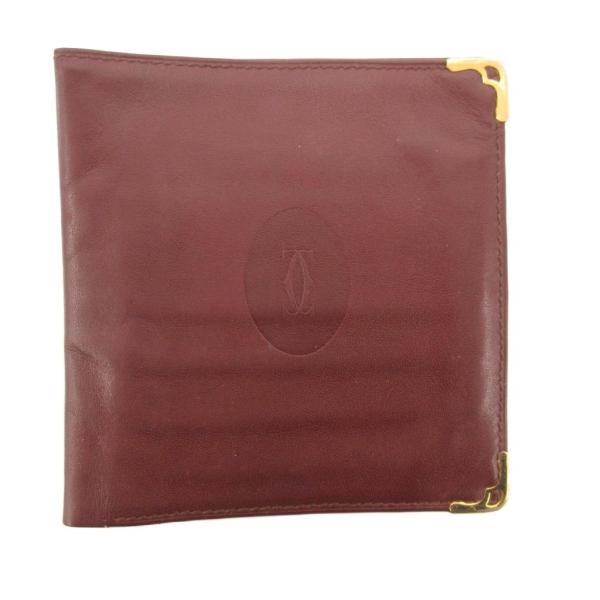 カルティエ Cartier マストライン 財布 二つ折り 赤 レッド 茶 ブラウン ボルドー /JS...
