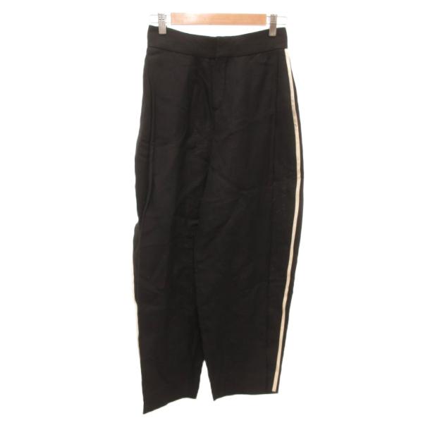 クロエ CHLOE ラインパンツ 34 麻 リネン 側章 テーパード 黒 ブラック /JS ■GY0...
