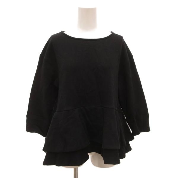 ヨリ yori スウェット トレーナー F ペプラム フリル 黒 ブラック /JS ■GY06 レデ...