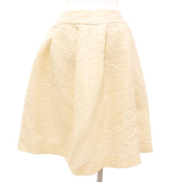 ルネ Rene フレアスカート ひざ丈 ジャガード 34 アイボリー /JS ■GY06 レディース