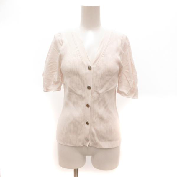 ダイアグラム Diagram リブニット カーディガン 半袖 Vネック 36 白 ホワイト /JS ...