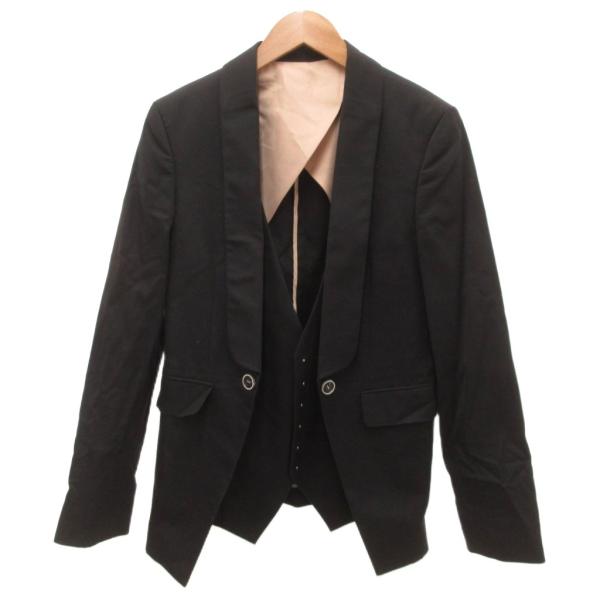 ディーヒム D/him ブレザー ジャケット ドッキングベスト ジレ フォーマル 46 黒 ブラック...