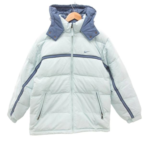 ナイキ NIKE ダウンジャケット ブルゾン ロゴ フード L ライトブルー /JS ■GY06 メ...