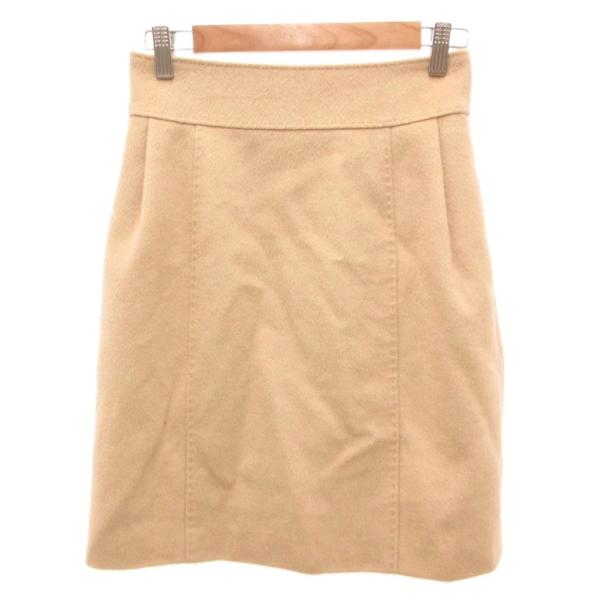 フォクシー FOXEY タイトスカート キャメル 38 ひざ丈 メルトン ベージュ /JS ■GY0...