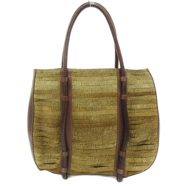 ボルボネーゼ BORBONESE トートバッグ レザー うずら柄 茶 ブラウン ベージュ /JS ■...