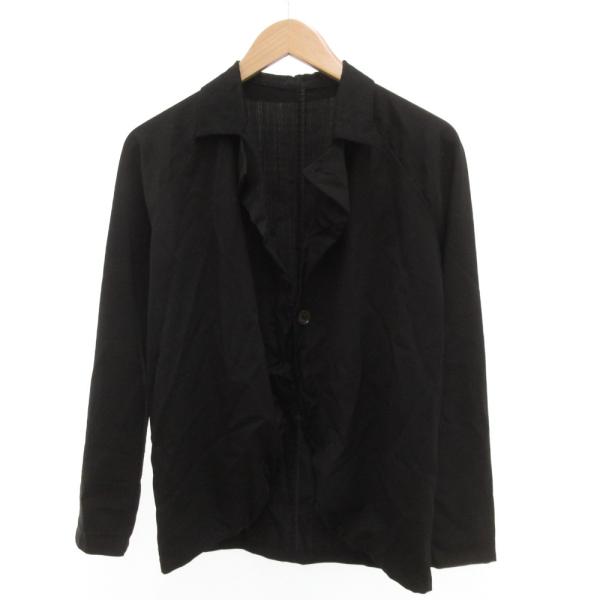 ワイズ Y's ヨウジヤマモト テーラードシャツ 1 オープンカラー 開襟 長袖 黒 ブラック /J...