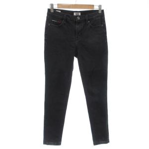 トミーヒルフィガー TOMMY HILFIGER JEANS デニムパンツ ジーンズ W28 スリム 黒 ブラック /AE ■GY06 レディース