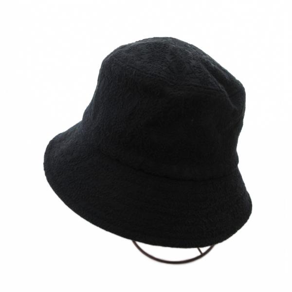 ジーナシス JEANASIS 美品 バケットハット バケハ クロッシェ 黒 ブラック 凹凸模様 /S...