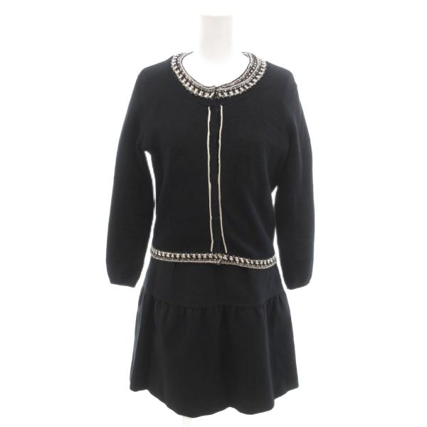 ポールカ PAULE KA 美品 セットアップ カーディガン ワンピース 38 黒 ブラック ラウン...