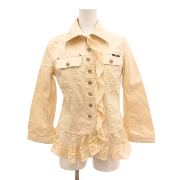 インゲボルグ INGEBORG シャツジャケット レース刺繍 フリル 花がら S ベージュ /JS ...