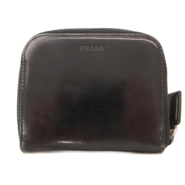 プラダ PRADA 二つ折り財布 レザー 小銭入れ ロゴ 黒 ブラック /JS ■GY06 メンズ ...