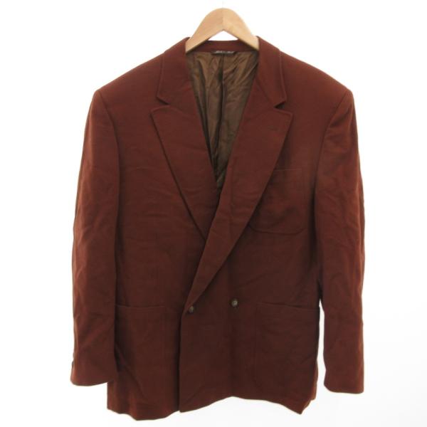 ランバン LANVIN テーラードジャケット カシミヤ混 ダブルボタン 48 赤茶 ブラウン /JS...