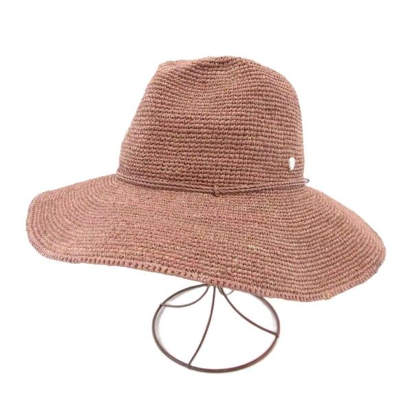 ヘレンカミンスキー HELEN KAMINSKI ラフィアハット 麦わら帽子 編み込み 中折れ帽 赤...