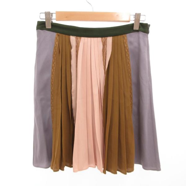 ヴァレンティノ ヴァレンチノ VALENTINO ミニスカート プリーツ レース 絹 シルク 40 ...