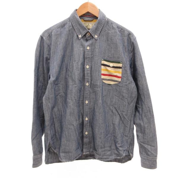 GRN STANDARD OF FAITH シャンブレーシャツ 長袖 ボーダー ワンポイント 4 イ...