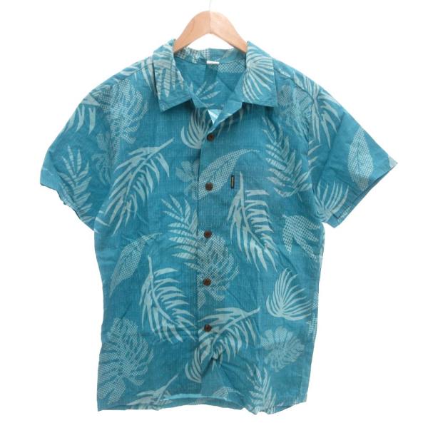 パームウェア PALM WEAR アロハシャツ 半袖 プリント 総柄 M 青 ブルー /JS ■GY...
