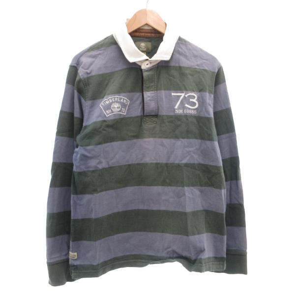 ティンバーランド Timberland ラガーシャツ ポロ ボーダー L 緑 グリーン 紫 パープル...